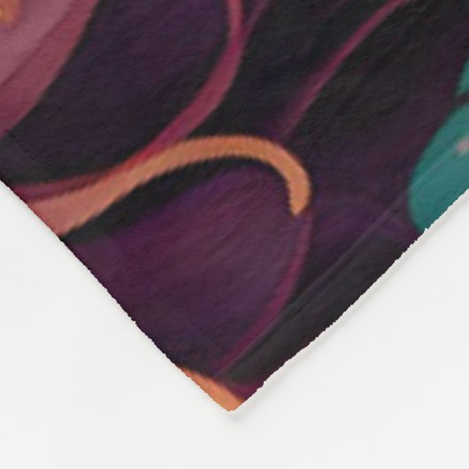 Couverture Polaire Dahlias Et Papillon Vert Bleu Iridescente (Coin)