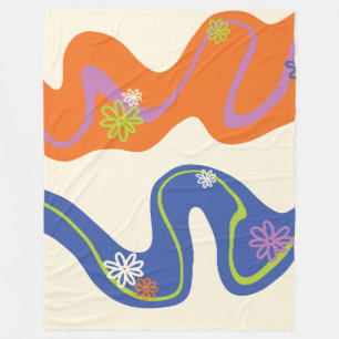 Couverture Polaire Daisy Groove Bleu, orange, violet, vert et crème
