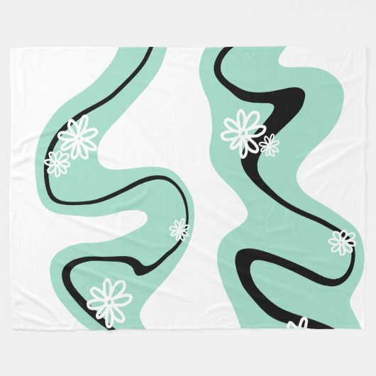 Couverture Polaire Daisy Groove en vert, noir et blanc (Devant (Horizontal))