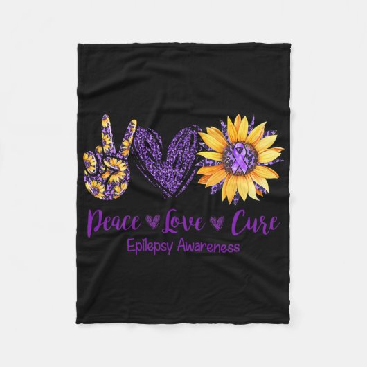 Couverture Polaire Daisy Peace Love Cure Epilepsy Awareness Purple Ri (Devant)