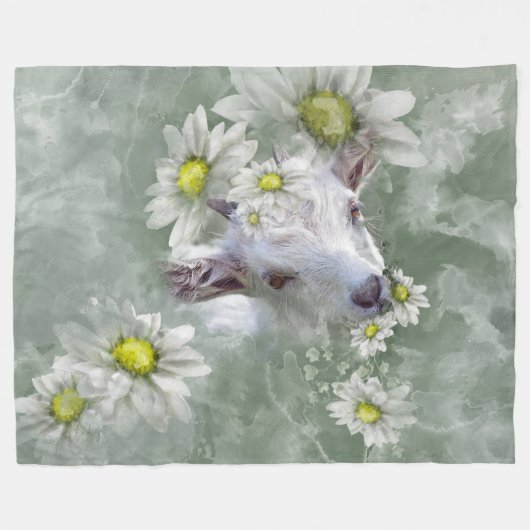 Couverture Polaire Daisy the Baby Chèvre Aquarelle Portrait 2 (Devant (Horizontal))