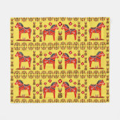 Couverture Polaire Dala folk horse, nordique/norvégien, rouge/jaune (Devant (Horizontal))
