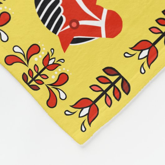 Couverture Polaire Dala folk horse, nordique/norvégien, rouge/jaune (Coin)