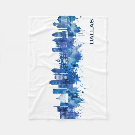 Couverture Polaire Dallas Texas Skyline Blue (Devant)