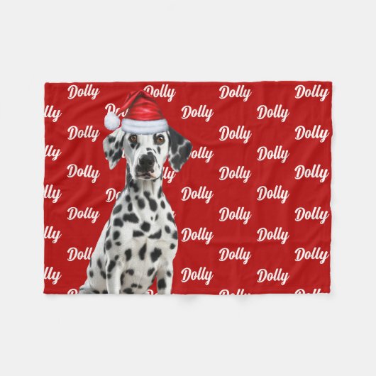 Couverture Polaire Dalmatian Dog Name on Red Christmas Holiday (Devant (Horizontal))
