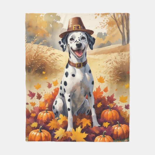 Couverture Polaire Dalmatie En Automne Laisse L'Art Thanksgiving (Devant)