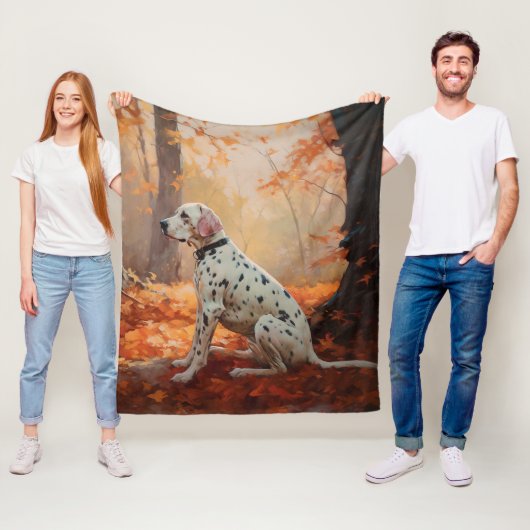 Couverture Polaire Dalmatien en automne Feuilles automne Inspirer (En situation)