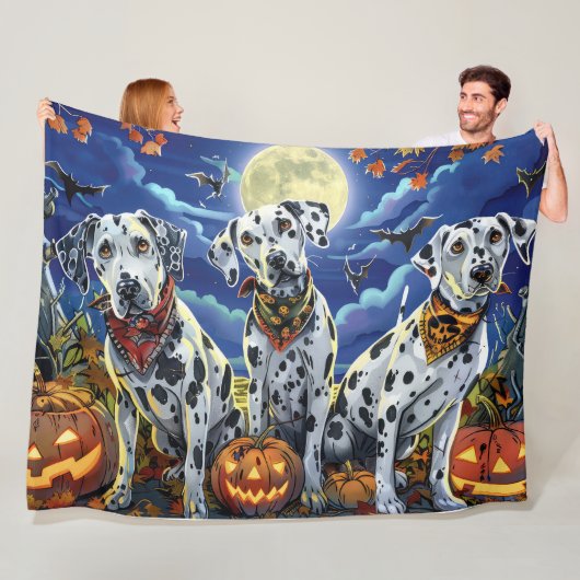 Couverture Polaire Dalmatien Halloween Épouvantable (En situation)