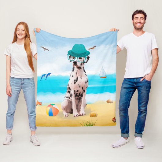 Couverture Polaire Dalmatien sur la Plage (En situation)
