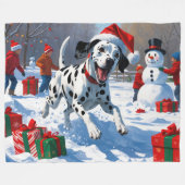 Couverture Polaire Dalmatienne coule dans la neige avec Casquette de  (Devant (Horizontal))