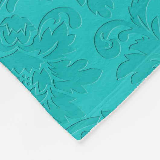 Couverture Polaire Damas Blanc Et Turquoise (Coin)