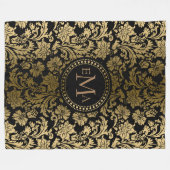 Couverture Polaire Damas Floral Or & Noir (Devant (Horizontal))