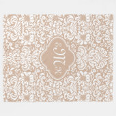 Couverture Polaire Damas Florales Beige Et Blanc (Devant (Horizontal))