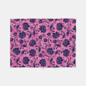 Couverture Polaire Damas Florales Bleues Et Roses (Devant (Horizontal))