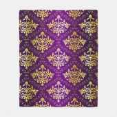 Couverture Polaire Damas florales pourpres et or motif (Devant)