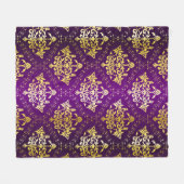 Couverture Polaire Damas florales pourpres et or motif (Devant (Horizontal))