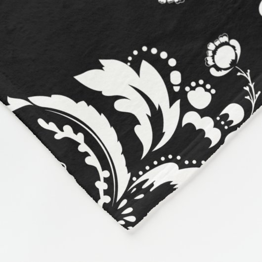 Couverture Polaire Damas noir et blanc (Coin)