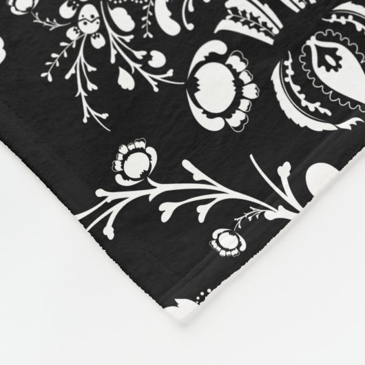 Couverture Polaire Damas noir et blanc (Coin)