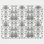 Couverture Polaire Damas noir sur blanc (Devant (Horizontal))