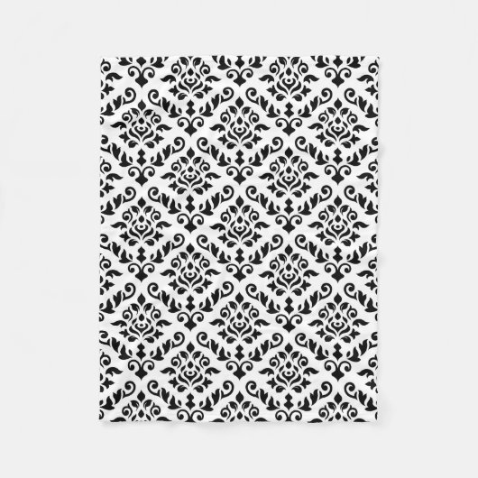 Couverture Polaire Damask baroque Pattern Black on White (Devant)
