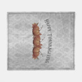 Couverture Polaire Damask, Citrouille de Thanksgiving | Gris (Devant (Horizontal))