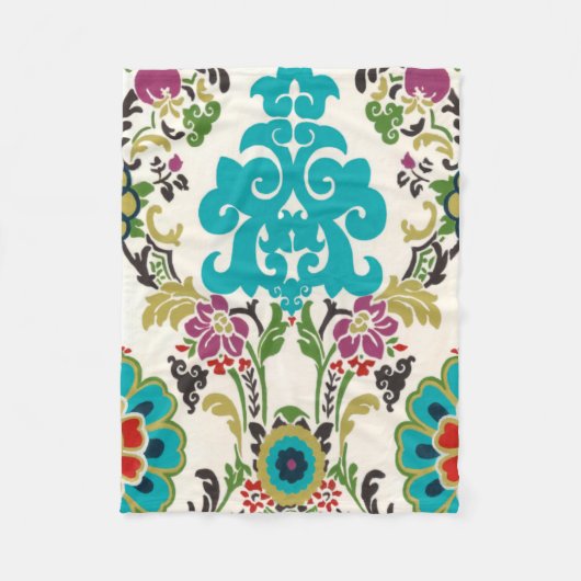 Couverture Polaire Damask Floral Patterns Plum Turquoise (Devant)