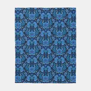 Couverture Polaire Damassé de rein dans le bleu marine