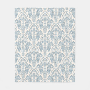 Couverture Polaire Damassé florale bleue vintage