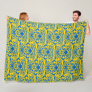 Couverture Polaire Damassé Ukraine Liberté Bleu Jaune Énergisant