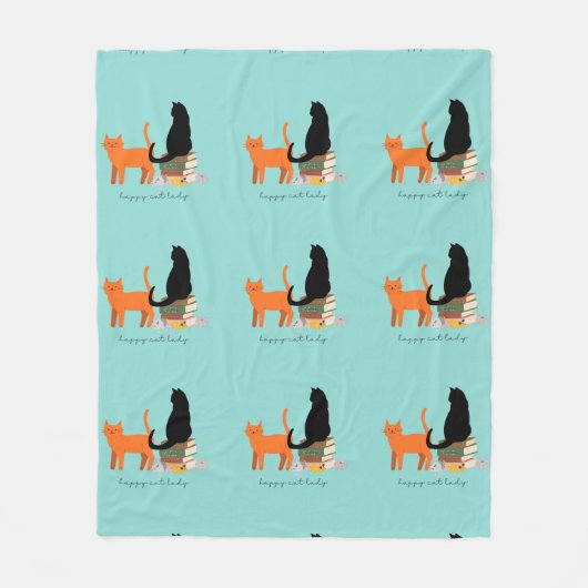 Couverture Polaire Dame Chat Heureuse (Devant)