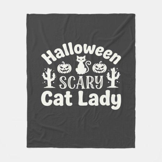 Couverture Polaire Dame de chat effrayante Halloween_1 (Devant)