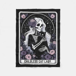 Couverture Polaire Dame de chat sans enfants Carte de tarot squelette