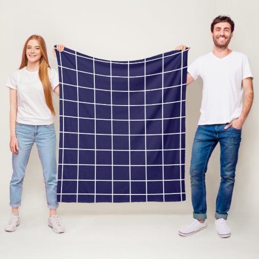 Couverture Polaire Damier Bleu Blanc Damier (En situation)