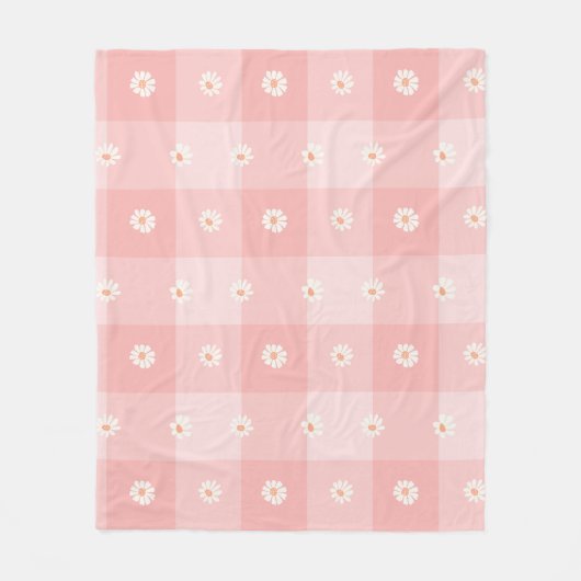 Couverture Polaire Damier Pêche et Marguerite (Devant)