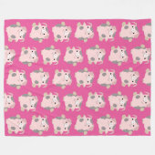 Couverture Polaire Dancing Cartoon Pig répéter Motif Fleece Blanche (Devant (Horizontal))