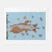 Couverture Polaire Dancing Corgi with butterflies (Devant (Horizontal))