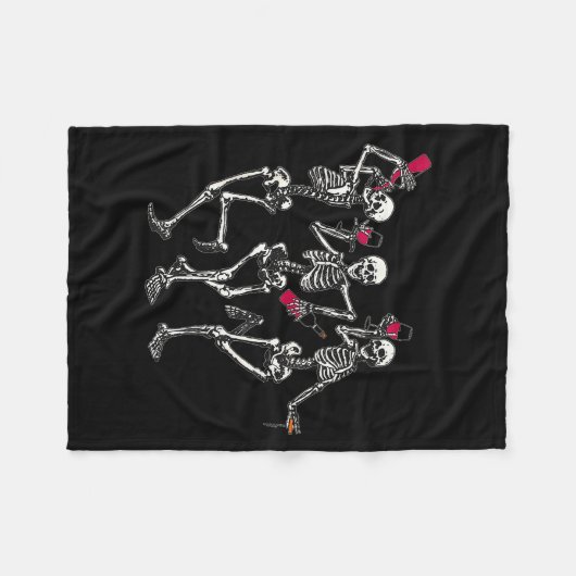 Couverture Polaire Dancing Skeletons Drinking Wine Lover Funny Hallow (Devant (Horizontal))