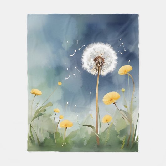 Couverture Polaire Dandelion coloré aquarelle Art (Devant)