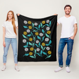 Couverture Polaire Dandelion de printemps Fleurs et design Feuille