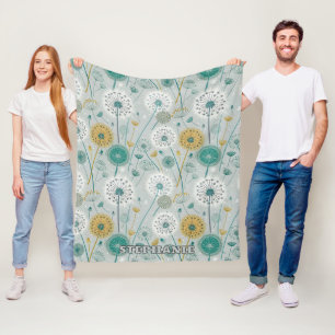 Couverture Polaire Dandelion Whimsical - Jaune, Blanc & Turquoise
