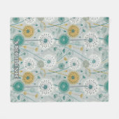 Couverture Polaire Dandelion Whimsical - Jaune, Blanc & Turquoise (Devant (Horizontal))