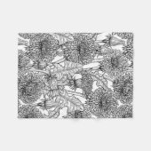 Couverture Polaire Dandelions, noir et blanc (Devant (Horizontal))