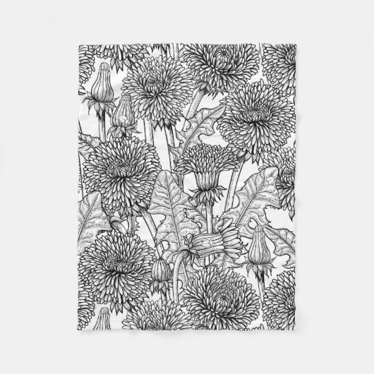 Couverture Polaire Dandelions, noir et blanc (Devant)