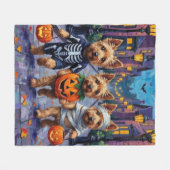 Couverture Polaire Dandie Dinmont Terrier Trick-or-Treating Halloween (Devant (Horizontal))