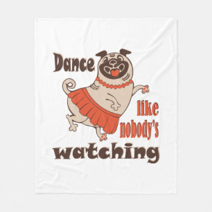 Couverture Polaire Danse comme personne ne regarde poule Carlin chien