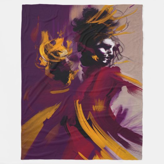 Couverture Polaire Danse de l'esprit – Figure abstraite expressive (Devant)