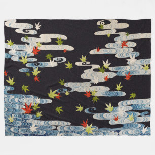 Couverture Polaire DANSE KIMONO, EAU COURANTE, CHUTE FEUILLE Florale
