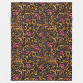 Couverture Polaire Dark Baroque Floral with Gold Scrolls (Devant)