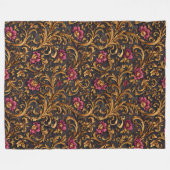 Couverture Polaire Dark Baroque Floral with Gold Scrolls (Devant (Horizontal))