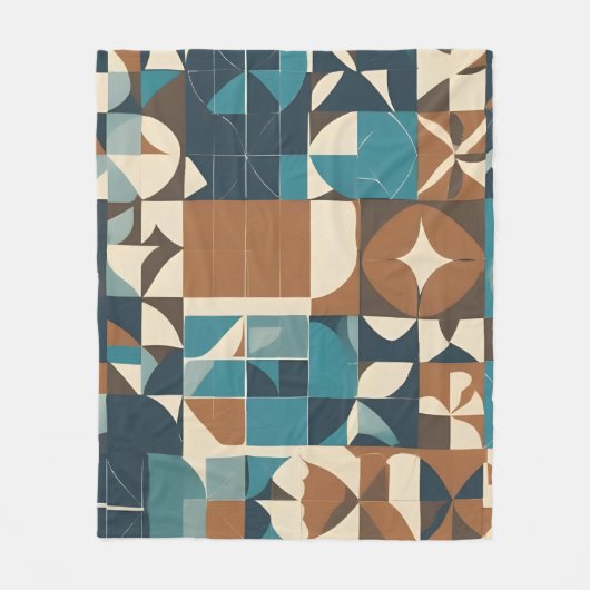 Couverture Polaire Dark Blue, Teal, Brown, and Tan Geometric Pattern (Devant)